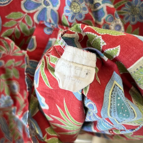 Tori Richard Honolulu Shirt Men Large Red Paisley Floral Hawaiian Beach Tropical - Picture 5 of 5